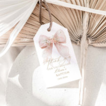 Pink Bow Baptism Thank You 