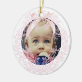 pink bow Baptism thank you セラミックオーナメント (左)