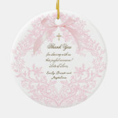 pink bow Baptism thank you セラミックオーナメント (裏面)