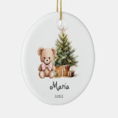 Pink Bow Bear Trees Baby’s First Christmas セラミックオーナメント (右)