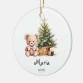 Pink Bow Bear Trees Baby’s First Christmas セラミックオーナメント (左)