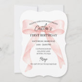 Pink Bow Birthday 招待状 (正面)
