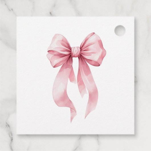 Pink Bow Birthday Invitation for Girls フェイバータグ (裏面)