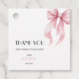 Pink Bow Birthday Invitation for Girls フェイバータグ
