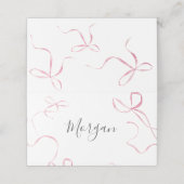 Pink bow Birthday Invitation, Preppy Girl Birthday プレイスカード (外部開封)