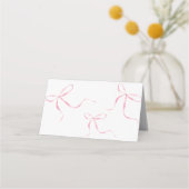 Pink bow Birthday Invitation, Preppy Girl Birthday プレイスカード (裏面)