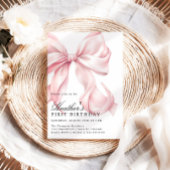 Pink Bow Birthday Party Coquette Bow 招待状