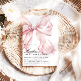 Pink Bow Birthday Party Coquette Bow 招待状