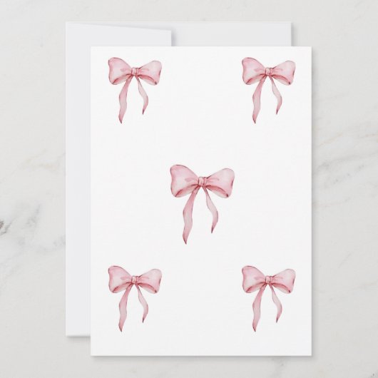 🎀 Pink Bow Birthday Party Invitation Cards 招待状 (裏面)