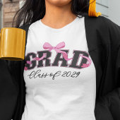 Pink Bow Black Varsity Letter Grad Class of Year Tシャツ