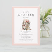 Pink Bow Books A New Chapter Begins Baby Shower 招待状 (スタンド正面)