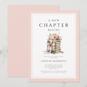 Pink Bow Books A New Chapter Begins Baby Shower 招待状 (正面/裏面)