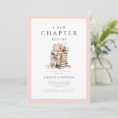 Pink Bow Books A New Chapter Begins Baby Shower 招待状 (スタンド正面)