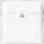 Pink Bow Bookstack Baby Shower スクエアシール (バッグ)