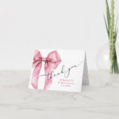Pink Bow Bridalで結婚式を挙げる彼女 サンキューカード (正面)