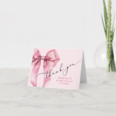 Pink Bow Bridalで結婚式を挙げる彼女 サンキューカード (正面)