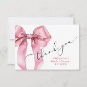 Pink Bow Bridal で結婚式を挙げる彼女 サンキューカード (正面)