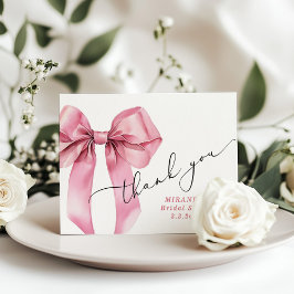 Pink Bow Bridal で結婚式を挙げる彼女 サンキューカード