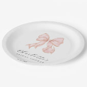  Pink Bow Bridal Shower  ペーパープレート (アングル)