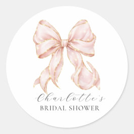 Pink Bow Bridal Shower ラウンドシール