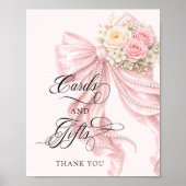 Pink Bow Bridal Shower Cards and Gifts ポスター (正面)