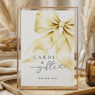 Pink Bow Bridal Shower Cards & Gifts Table Sign ポスター