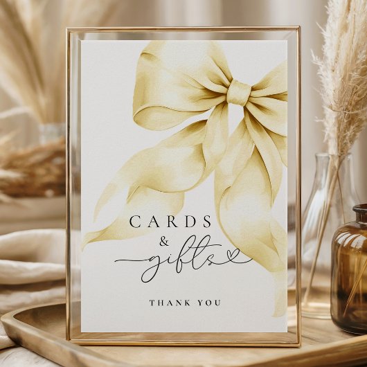 Pink Bow Bridal Shower Cards & Gifts Table Sign ポスター