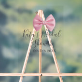 Pink bow bridal shower name date pastel stylish te アクリルサイン (ニュートラル)