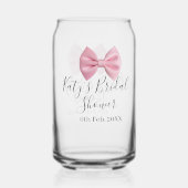 Pink bow bridal shower name date pastel stylish te ガラス缶 (裏面)