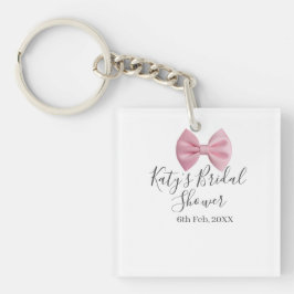 Pink bow bridal shower name date pastel stylish te キーホルダー