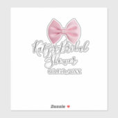 Pink bow bridal shower name date pastel stylish te シール (シート)