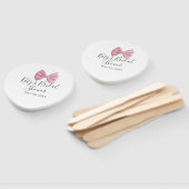 Pink bow bridal shower name date pastel stylish te ハンドファン (組立なし)