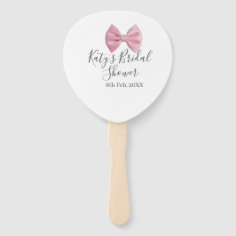 Pink bow bridal shower name date pastel stylish te ハンドファン