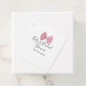 Pink bow bridal shower name date pastel stylish te フェイバータグ (インサイチュ)