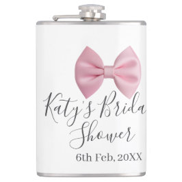 Pink bow bridal shower name date pastel stylish te フラスク