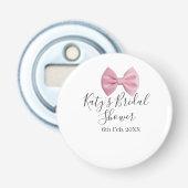 Pink bow bridal shower name date pastel stylish te 栓抜き (正面)