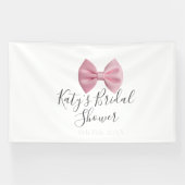 Pink bow bridal shower name date pastel stylish te 横断幕 (横)