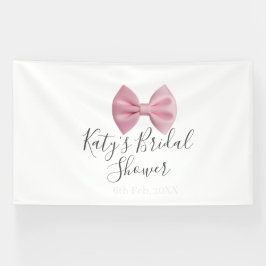 Pink bow bridal shower name date pastel stylish te 横断幕