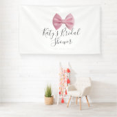 Pink bow bridal shower name date pastel stylish te 横断幕 (インサイチュ)