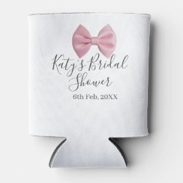 Pink bow bridal shower name date pastel stylish te 缶クーラー