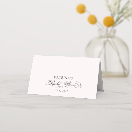 Pink Bow Bridal Shower Place Card プレイスカード (裏面)