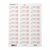 Pink Bow Bridal Shower Return Address Label ラベル (フルシート)