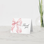 Pink Bow Bridal Shower Thank You Card サンキューカード (正面)