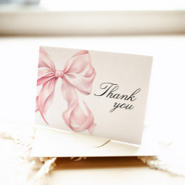 Pink Bow Bridal Shower Thank You Card サンキューカード