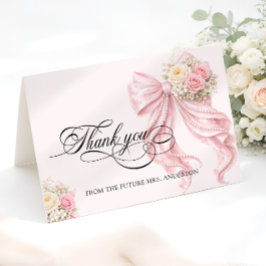 Pink Bow Bridal Shower Thank You Card サンキューカード