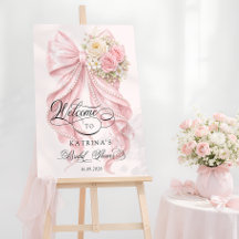 Pink Bow Bridal Shower Welcome