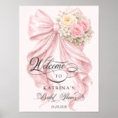 Pink Bow Bridal Shower Welcome  ポスター (正面)