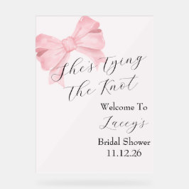 Pink Bow Bridal Shower Welcome Sign アクリルサイン