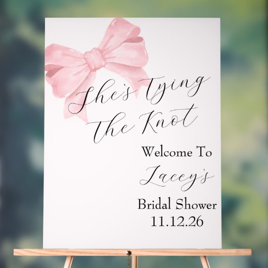 Pink Bow Bridal Shower Welcome Sign アクリルサイン (ニュートラル)