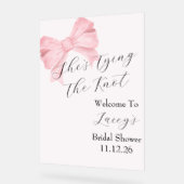 Pink Bow Bridal Shower Welcome Sign アクリルサイン (傾斜)
